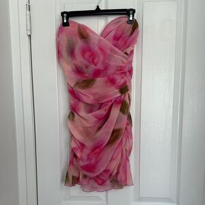 Zara Pink Ruched Bodycon Mini Dress Sweetheart Neckline